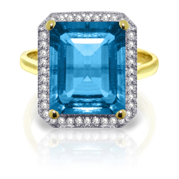 Galaxy Gold Products Jewelry - 14K. GOLD RING WITH NATURAL DIAMONDS & BLUE TOPAZ